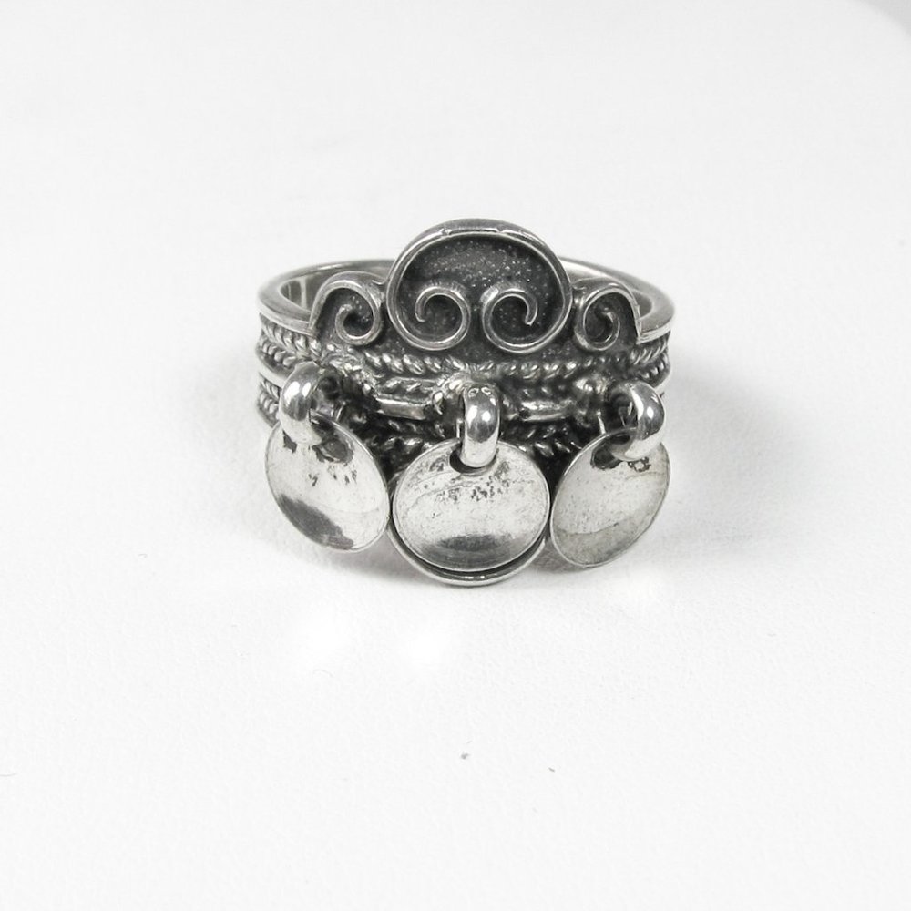 Vintage Sterling Silver Dangles adjustable Ring